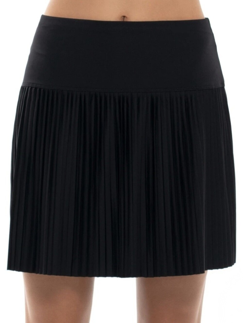 NWT Lucky In Love Square Are You Racer Rib Pleated Skirt. Black. Size LG.